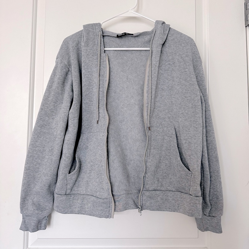Grey Zip Up Hoodie Jacket
